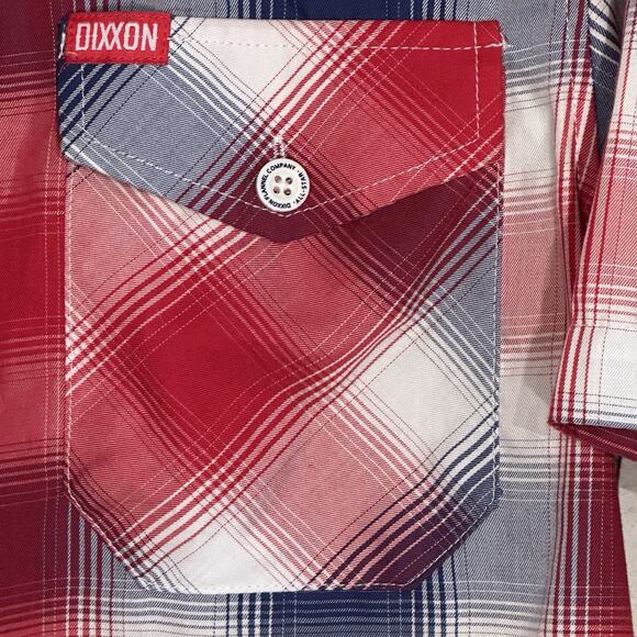 Dixxon Flannel Co All-Star Bamboo Short Sleeve Men’s Small Red White Blue Plaid - Picture 4 of 16